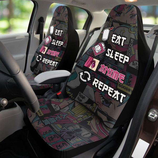 Eat Sleep Anime Repeat Car Seat Covers - ThatGeekLyfe