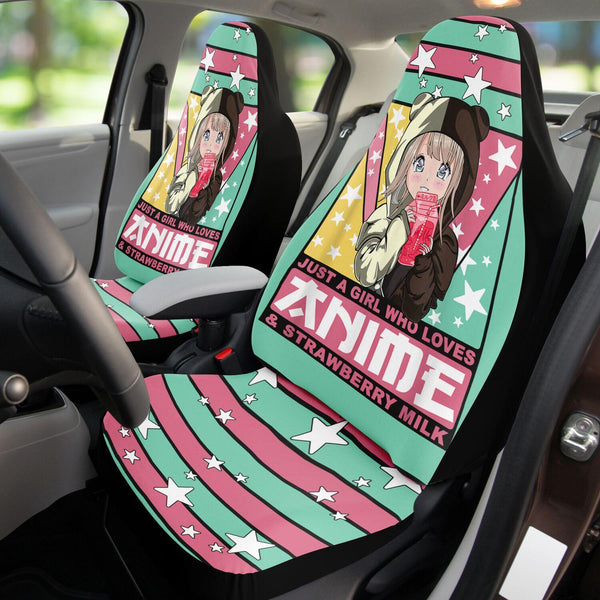 Just A Girl Who Loves Anime & Strawberry Milk Car Seat Covers - ThatGeekLyfe