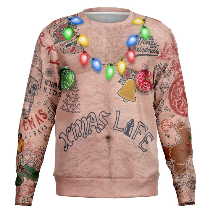 Topless Tattoo Santa Ugly Christmas Sweater - ThatGeekLyfe