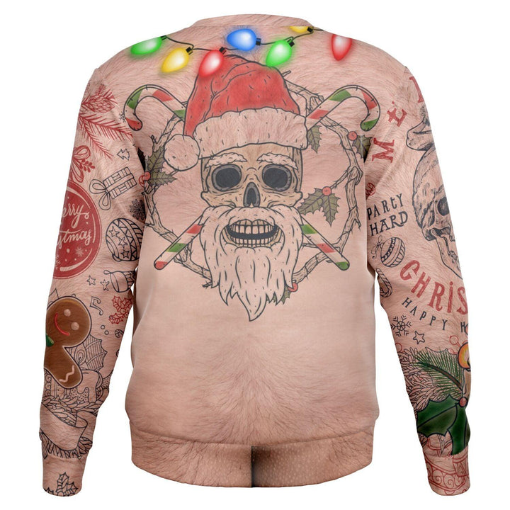 Topless Tattoo Santa Ugly Christmas Sweater - ThatGeekLyfe