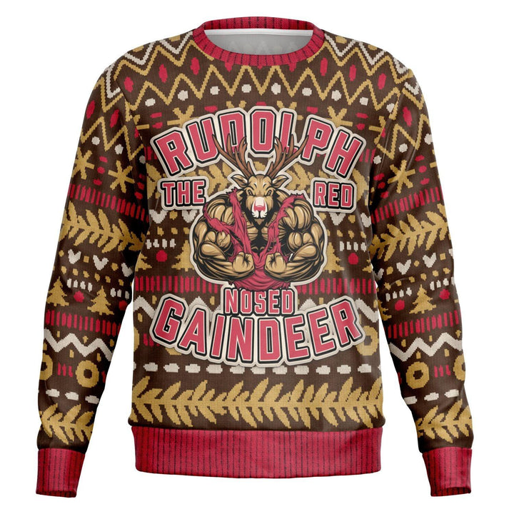 Rudolph The Red Nosed Gains Deer Ugly Christmas Sweater - ThatGeekLyfe