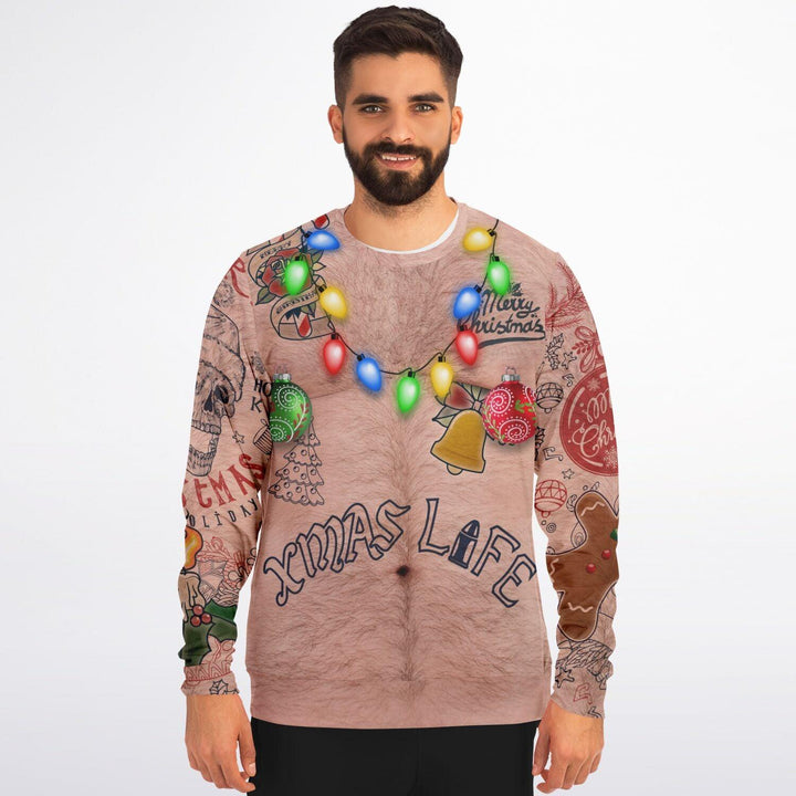 Topless Tattoo Santa Ugly Christmas Sweater - ThatGeekLyfe