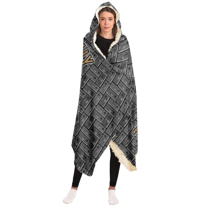 Retro B/W Classically Trained Gamer Hooded Blanket - ThatGeekLyfe