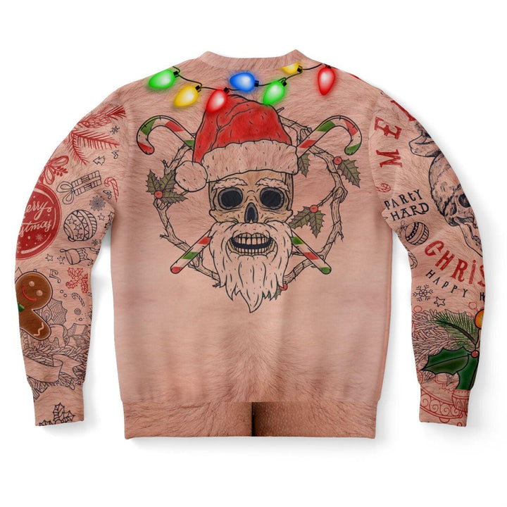 Topless Tattoo Santa Ugly Christmas Sweater - ThatGeekLyfe