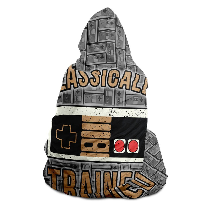 Retro B/W Classically Trained Gamer Hooded Blanket - ThatGeekLyfe