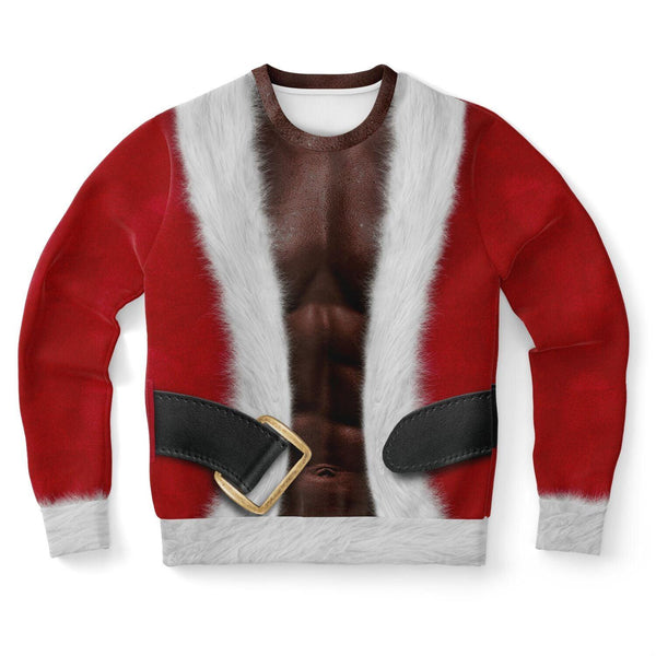 Shirtless African American Santa Ugly Christmas Sweater - ThatGeekLyfe