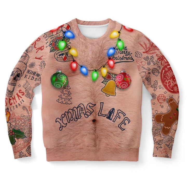 Topless Tattoo Santa Ugly Christmas Sweater - ThatGeekLyfe