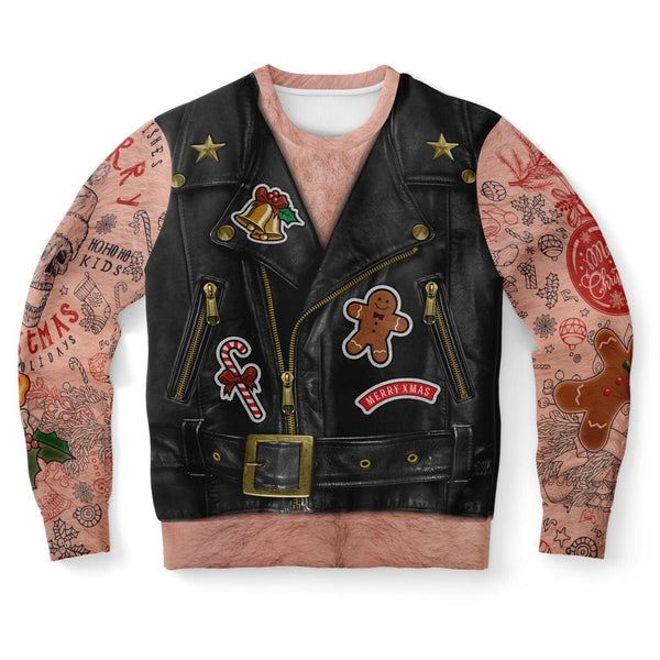 Sons of Santa Biker Jacket Ugly Christmas Sweater - ThatGeekLyfe