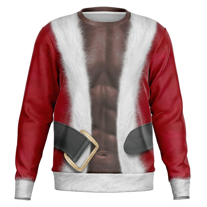 Shirtless African American Santa Ugly Christmas Sweater - ThatGeekLyfe
