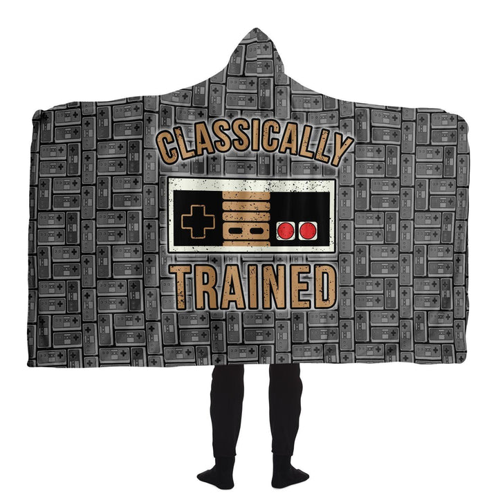Retro B/W Classically Trained Gamer Hooded Blanket - ThatGeekLyfe