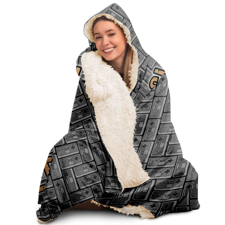 Retro B/W Classically Trained Gamer Hooded Blanket - ThatGeekLyfe