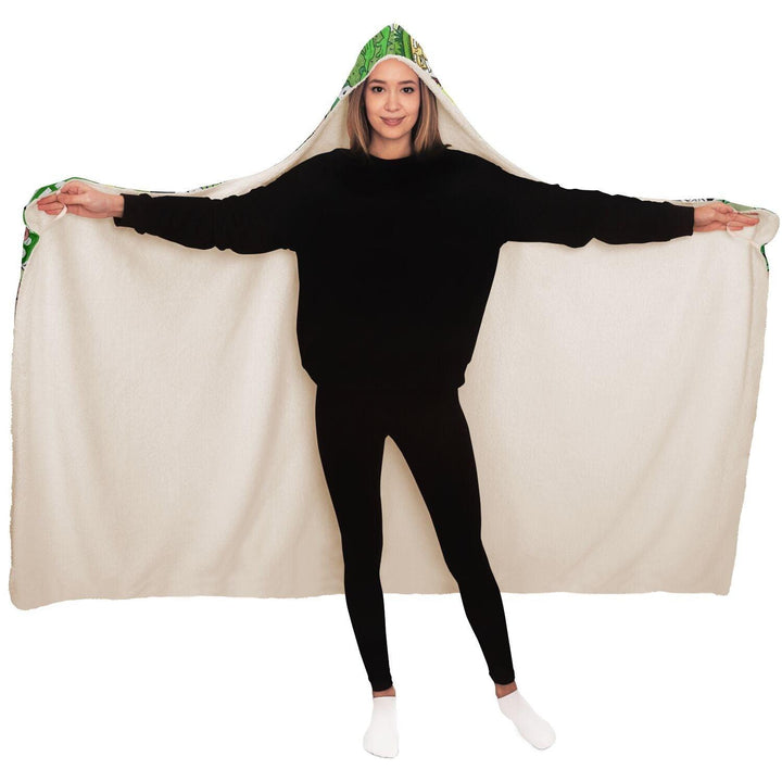 Cannabis Stickerbomb Sherpa Hooded Blanket - ThatGeekLyfe