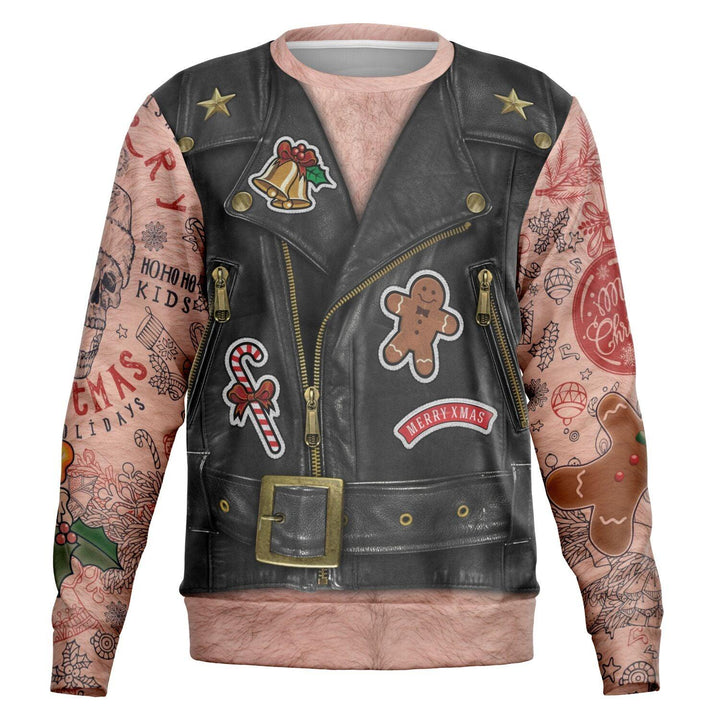 Sons of Santa Biker Jacket Ugly Christmas Sweater - ThatGeekLyfe