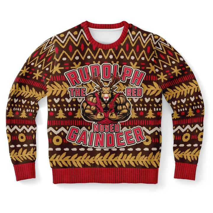 Rudolph The Red Nosed Gains Deer Ugly Christmas Sweater - ThatGeekLyfe