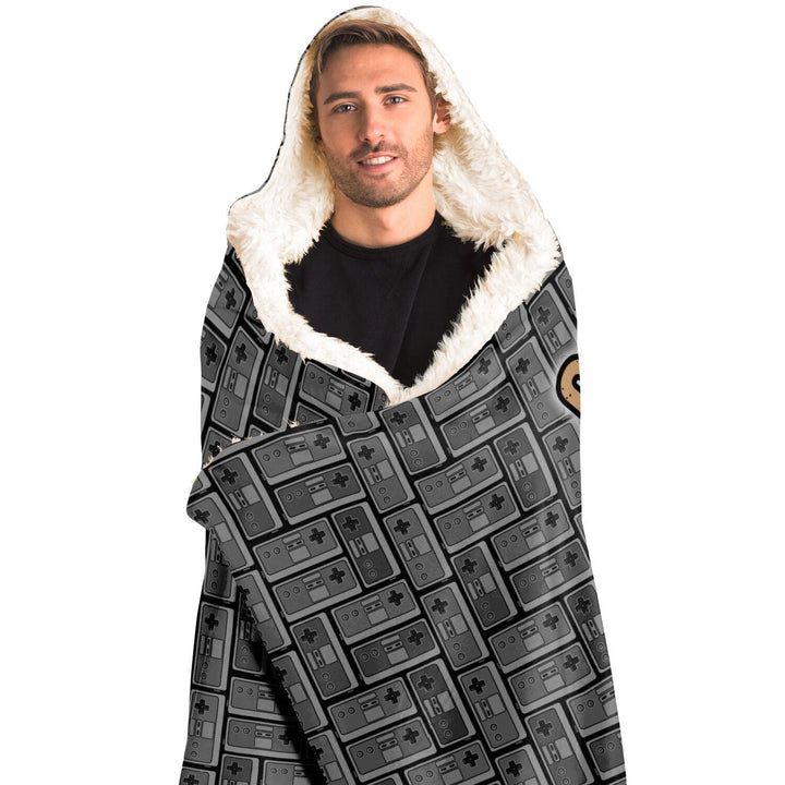 Retro B/W Classically Trained Gamer Hooded Blanket - ThatGeekLyfe