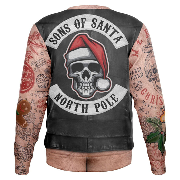 Sons of Santa Biker Jacket Ugly Christmas Sweater - ThatGeekLyfe